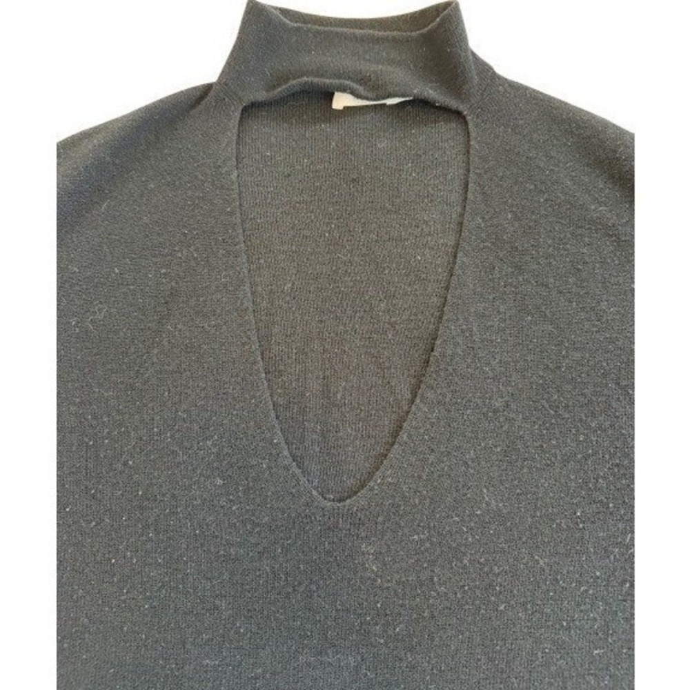 A.L.C. Womens M Black Merino Wool Sweater Mock Neck Cutout Designer Pullover